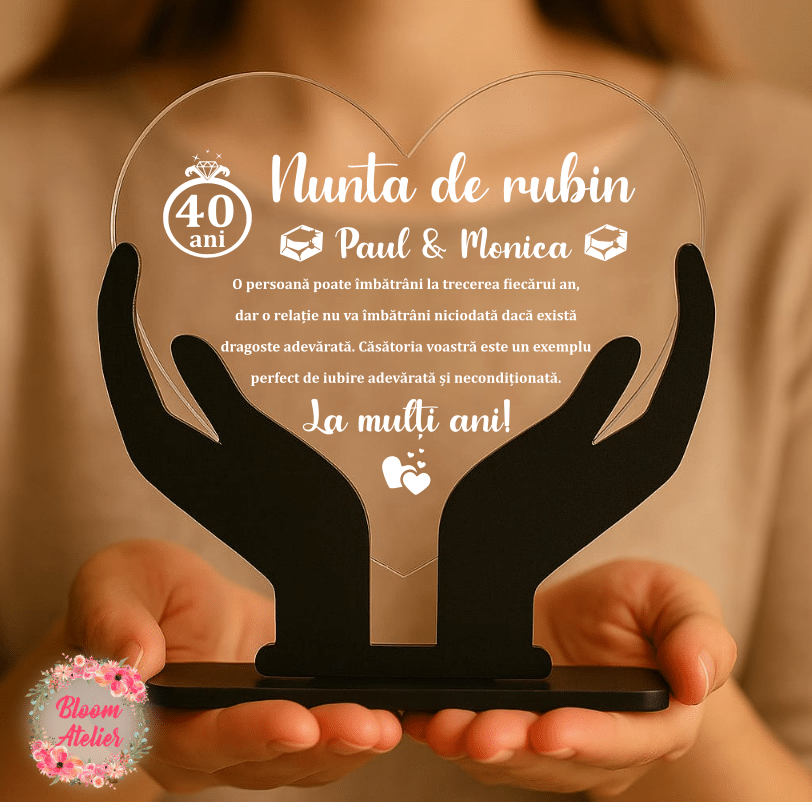 Placuta Trofeu Aniversare 40 ani Casatorie, Nunta de rubin - imagine 3