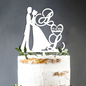 Cake Topper Nunta Miri Initiale si Data