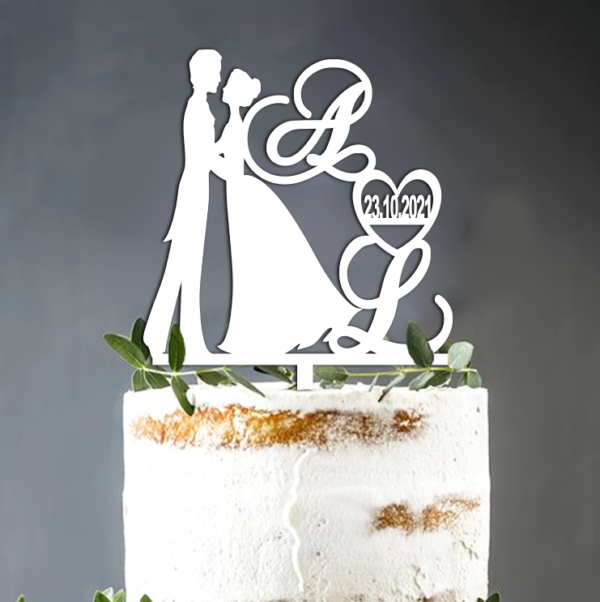 Cake Topper Nunta Miri Initiale si Data