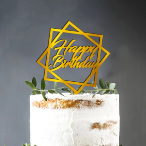 Cake Topper Aniversare, Happy birthday, Hexagon