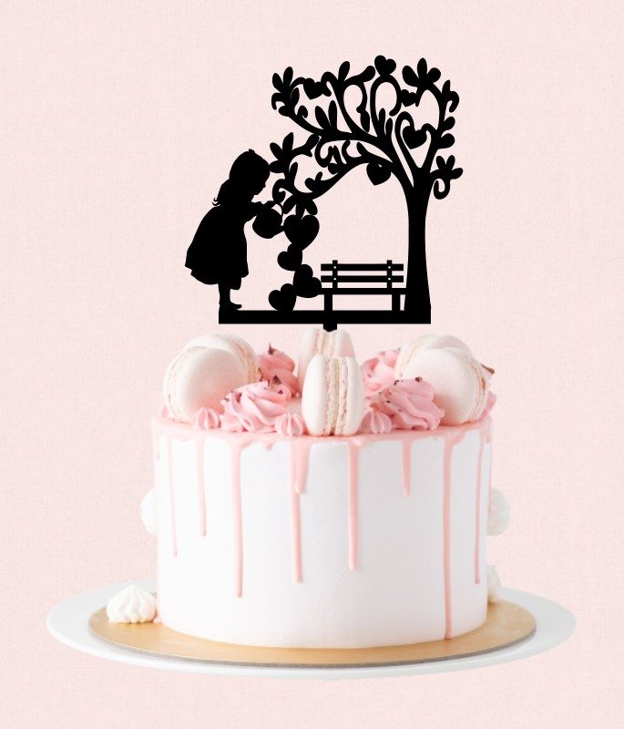 Cake Topper Copac Inimi Fetita - imagine 3