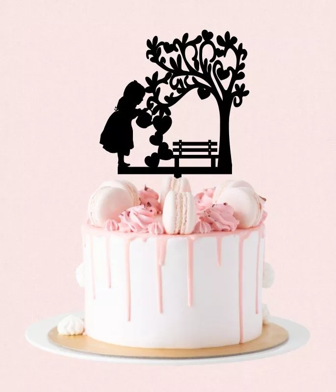 Cake Topper Copac Inimi Fetita - imagine 3
