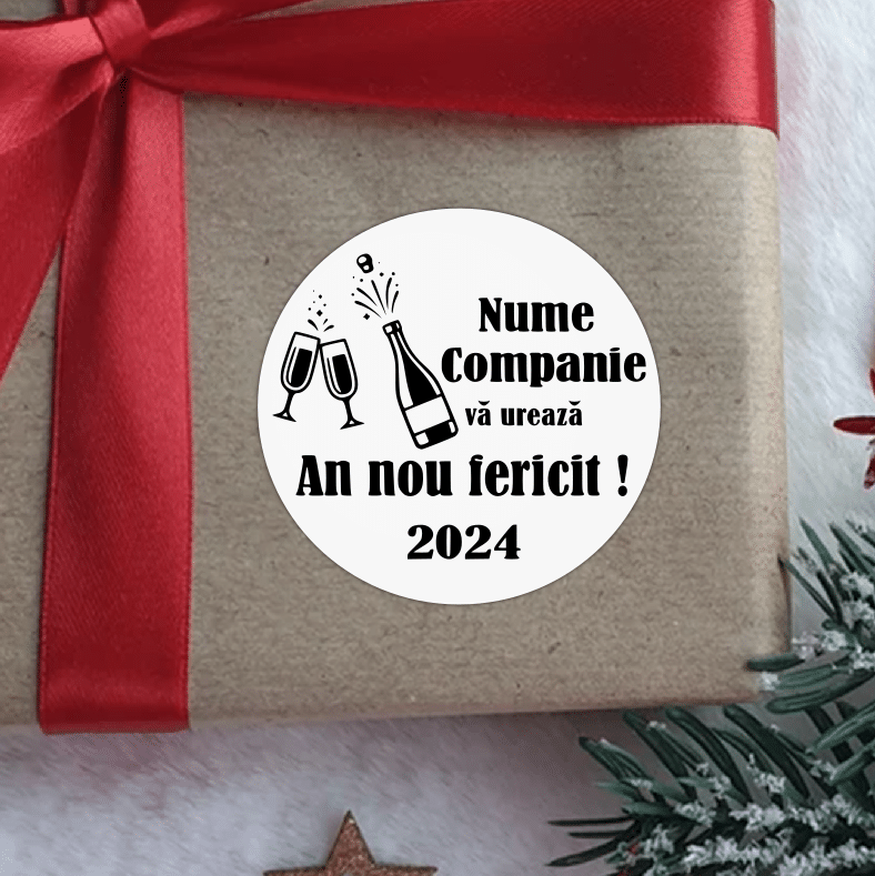 Etichete personalizate Craciun, Nume Companie, Set 100 buc, M1