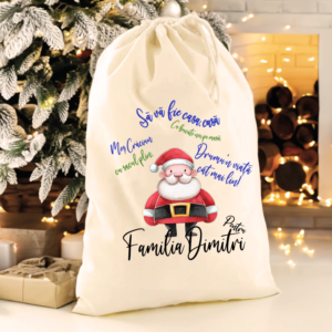 Sac XL personalizat pentru cadouri Craciun, Mesaj/Urare Craciun