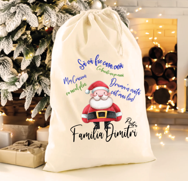 Sac XL personalizat pentru cadouri Craciun, Mesaj/Urare Craciun