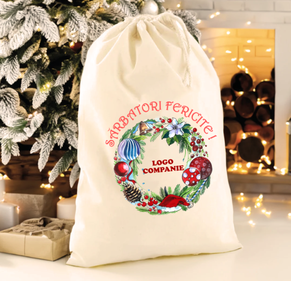 Sac XL personalizat logo companie pentru cadouri Craciun