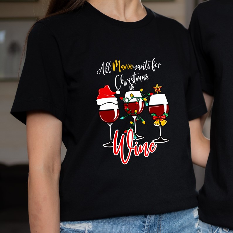 Dew Thought Toxic Tricou personalizat Craciun, Dama/Barbat, All i want for Christmas is Wine  - Bloom Atelier - Cadouri personalizate Florarie online