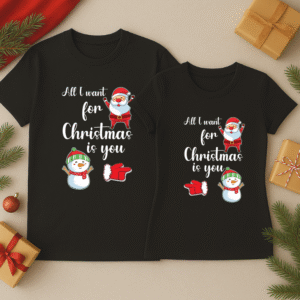 Alternative view of Set tricouri cuplu Craciun, All i want for Christmas is You