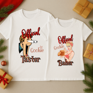 Alternative view of Set Tricouri Cuplu Craciun, Cookie Baker/Taster