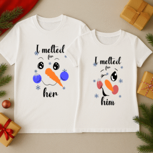 Set Tricouri Cuplu Craciun, Melted Snowman