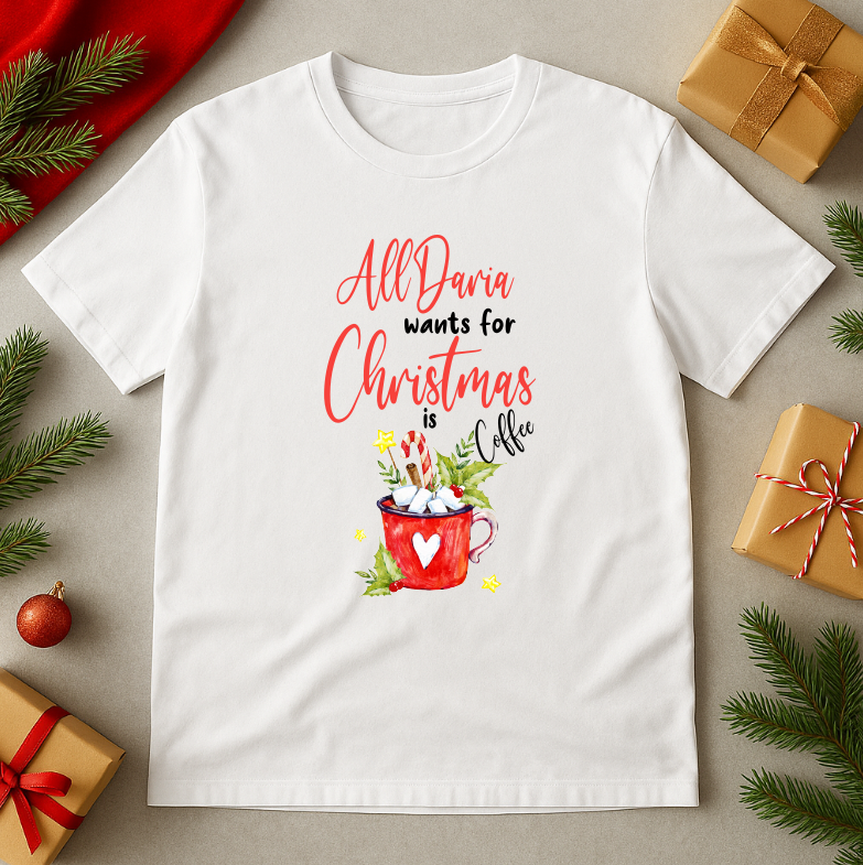 Tricou Personalizat Craciun, All i want for Christmas is Beer, All i want for Christmas is Coffee - imagine 3