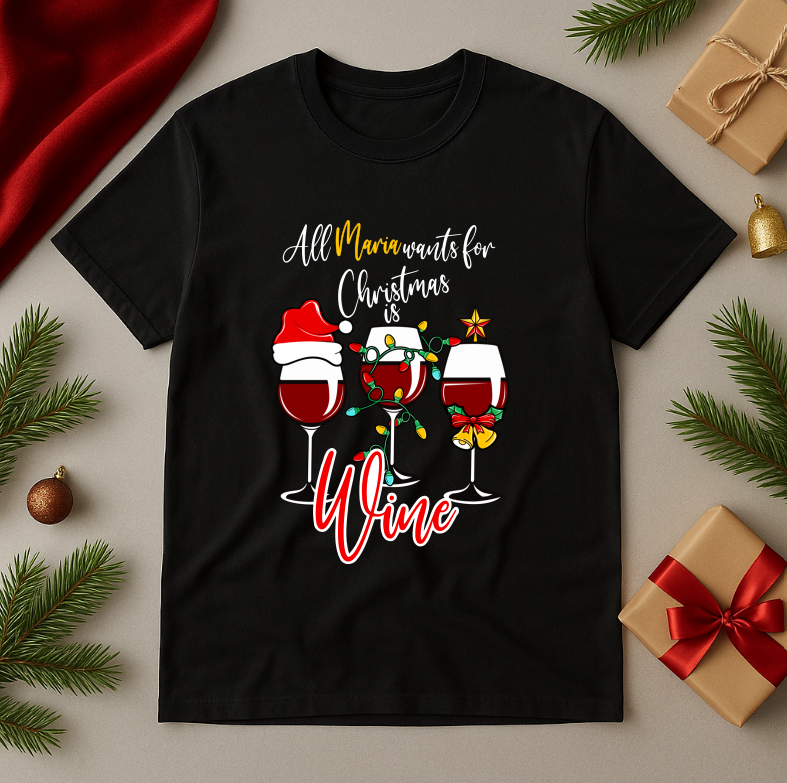 Tricou Personalizat Craciun, All i want for Christmas is Wine - imagine 3