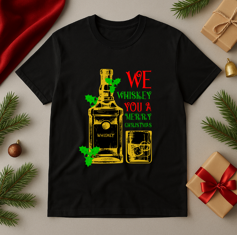 Tricou Unisex We whiskey you a Merry Christmas - imagine 3