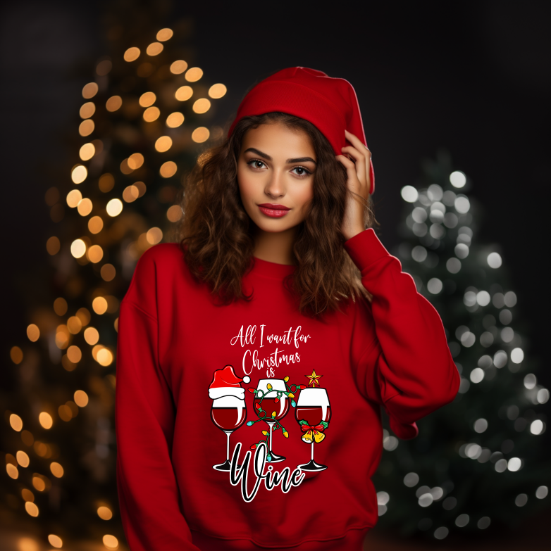 Bluza Unisex All i want for Christmas in Wine