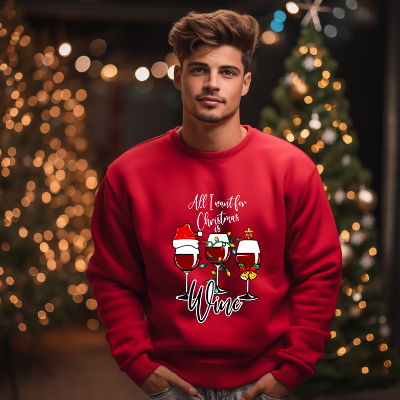 Bluza Unisex All i want for Christmas in Wine - imagine 3