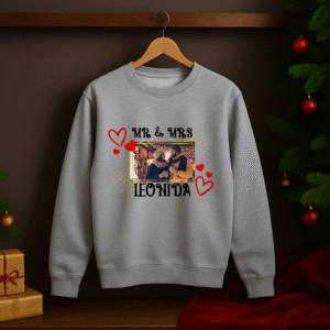 Bluza Gri Unisex Craciun Mr Mrs, Personalizata Poza