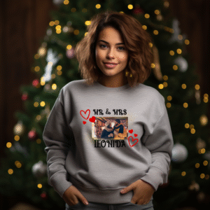 Alternative view of Bluza Gri Unisex Craciun Mr Mrs, Personalizata Poza