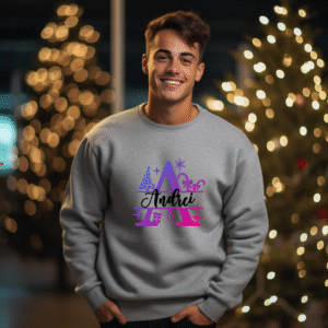 Alternative view of Bluza Gri Unisex Craciun Personalizata Nume