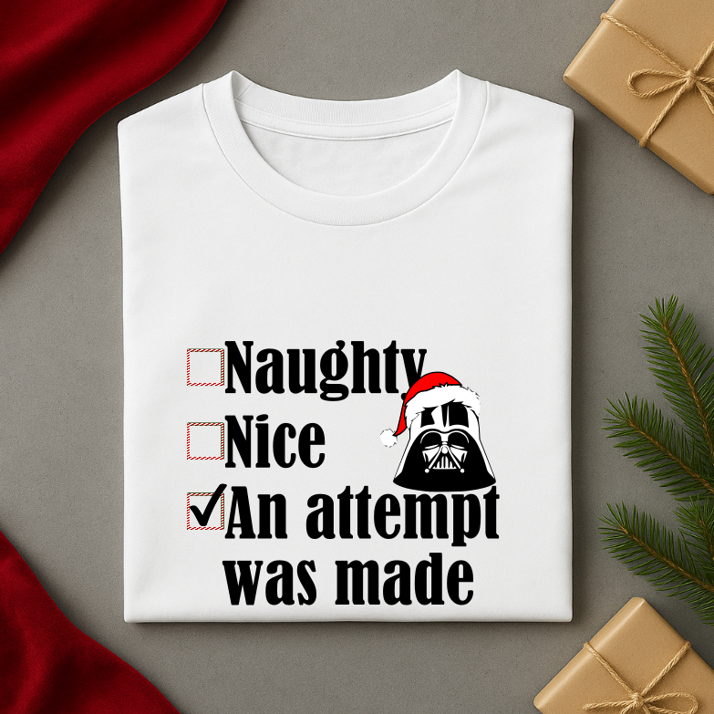 Tricou Unisex Craciun, Naughty Nice Star Wars - imagine 4