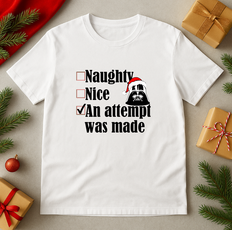 Tricou Unisex Craciun, Naughty Nice Star Wars - imagine 3