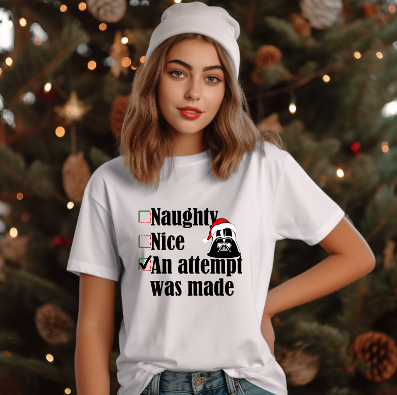 Tricou Unisex Craciun, Naughty Nice Star Wars - imagine 2