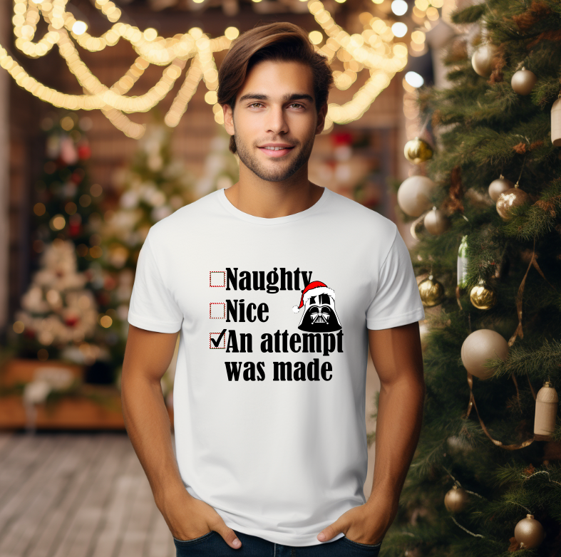 Tricou Unisex Craciun, Naughty Nice Star Wars