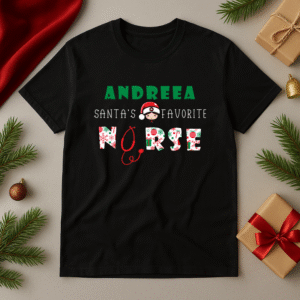 Tricou Personalizat Craciun Asistenta, Santa's Favorite Nurse