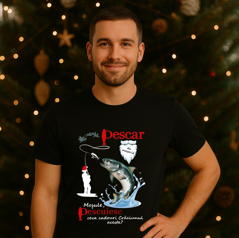Tricou Cadou Craciun Pescar - imagine 2