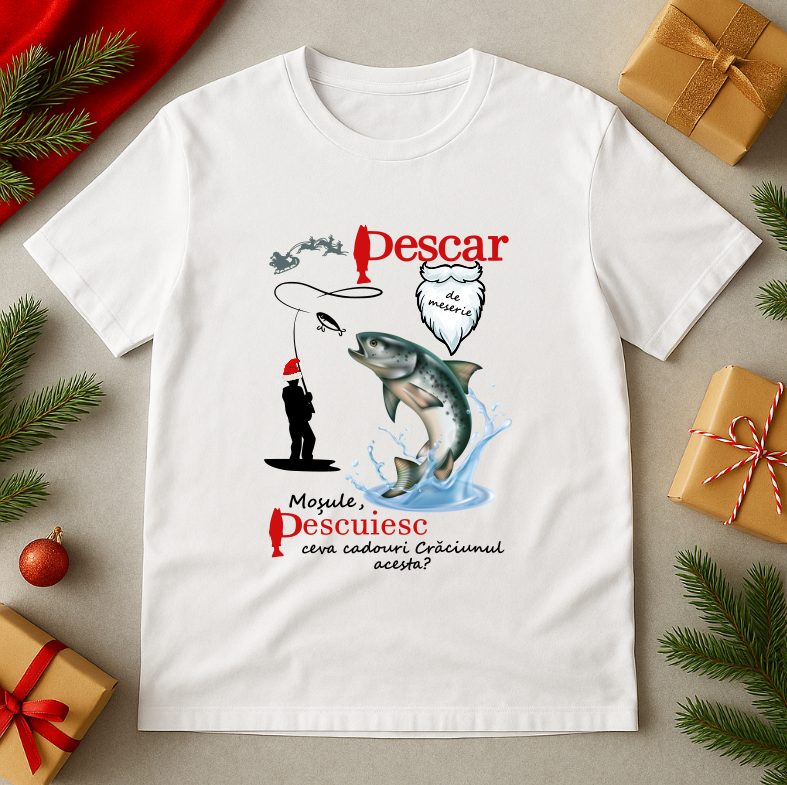 Tricou Cadou Craciun Pescar