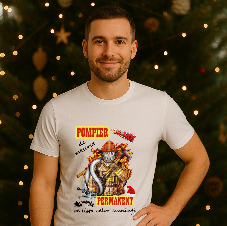 Tricou Cadou Craciun Pompier - imagine 2