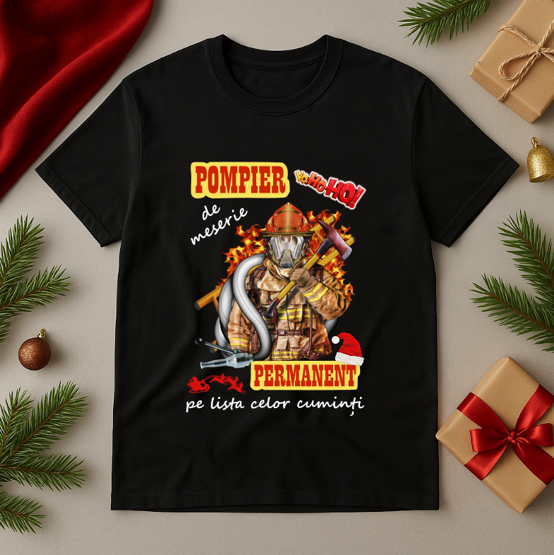 Tricou Cadou Craciun Pompier
