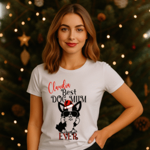 Alternative view of Tricou Personalizat Craciun, Dog Mum, Dog Dad