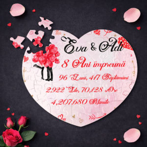 Puzzle Personalizat Inima, Cadou Romantic Cuplu, Aniversare, Valentine sau Dragobete
