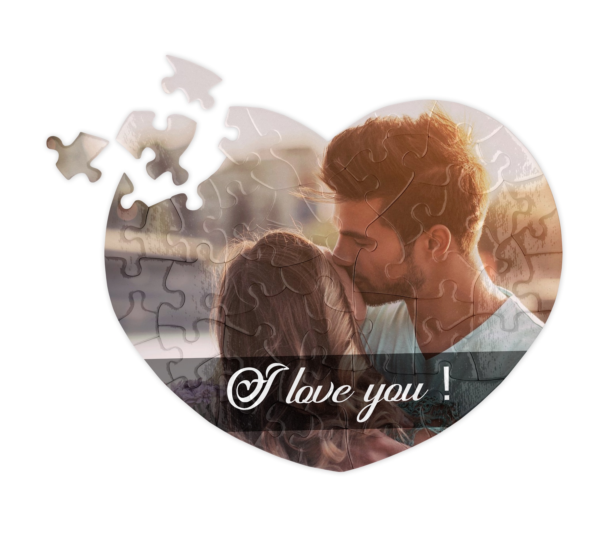 Puzzle inima personalizat poza si mesaj