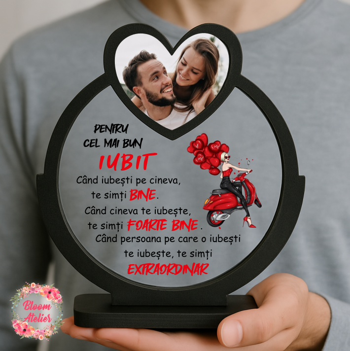 Placuta Trofeu cu poza, Cadou Personalizat Iubit/Iubita, Cadou Valentine's Dragobete - imagine 3