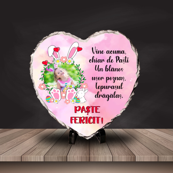 Placuta ardezie, Personalizata Poza, Cadou Paste/Iepuras, M1