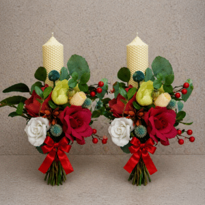 set 2 lumanari nunta tip fagure verdeata criogenata