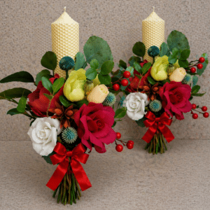 Alternative view of Set 2 Lumanari Nunta Tip Fagure H40, Verdeata criogenata