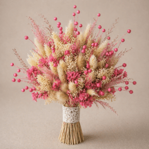 buchet flori uscate buchet flori ciorgenate nunta nuante roz