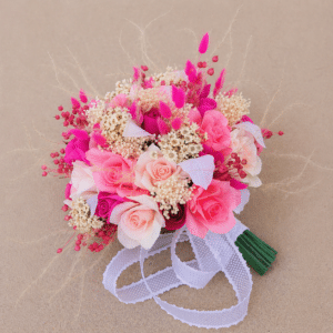 Alternative view of Buchet mireasa Flori Uscate si Trandafiri Hartie Roz