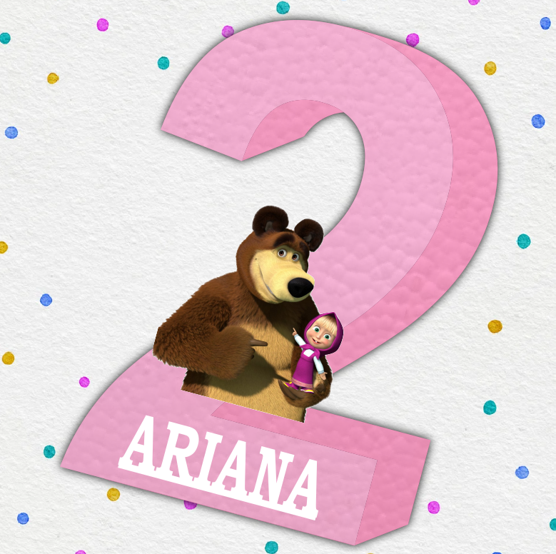 Cifre aniversare polistiren 1-9 Masha si Ursul M2