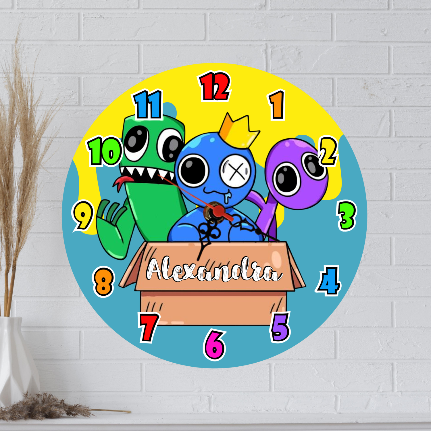 Ceas de perete personalizat, Rainbow Friends, M1