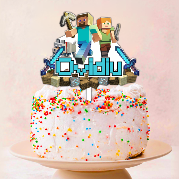 Cake Topper Personalizat Minecraft