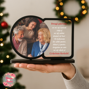 Alternative view of Placuta Trofeu personalizata, Cadou Craciun Parinti