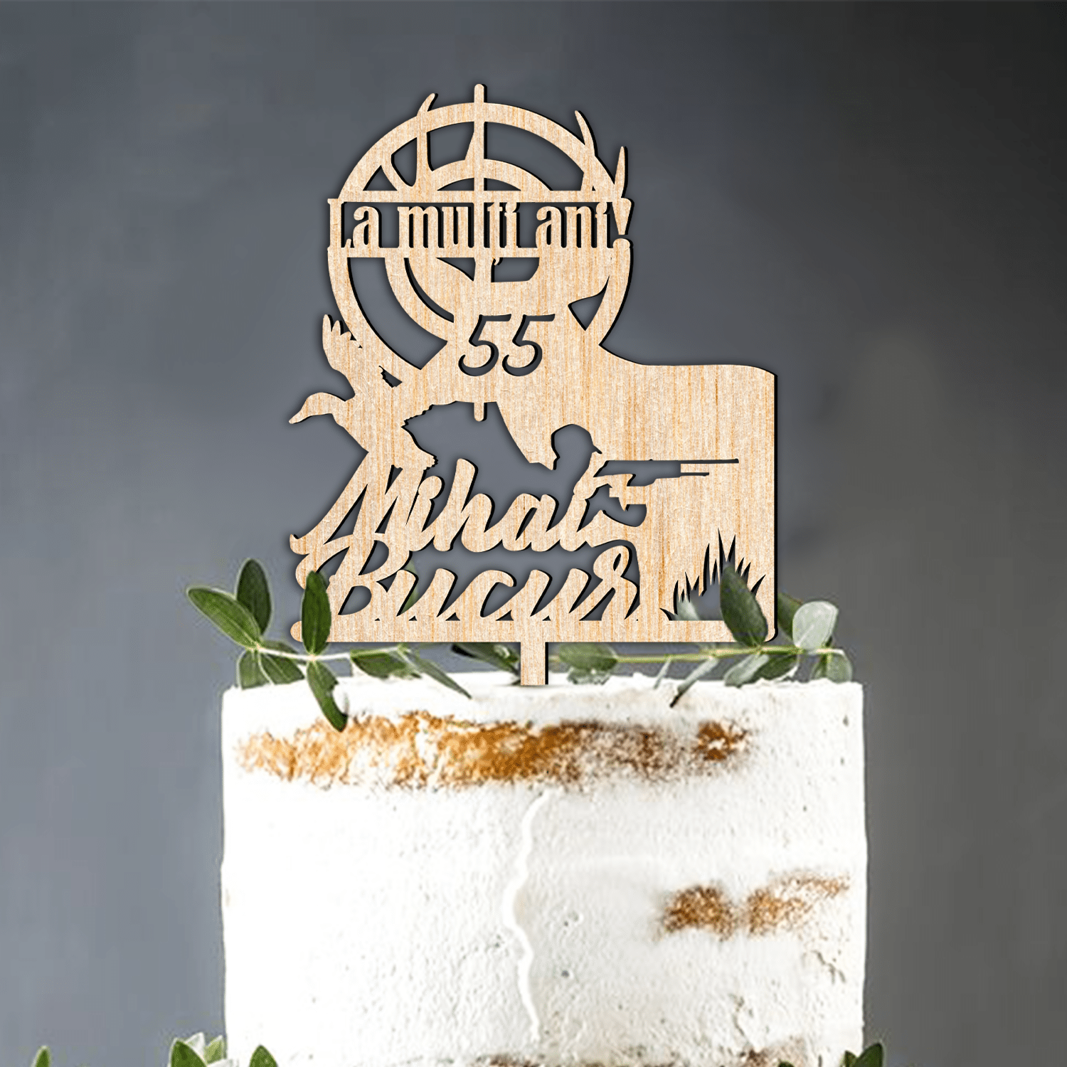 Cake Topper Personalizat Nume si Varsta, Vanator