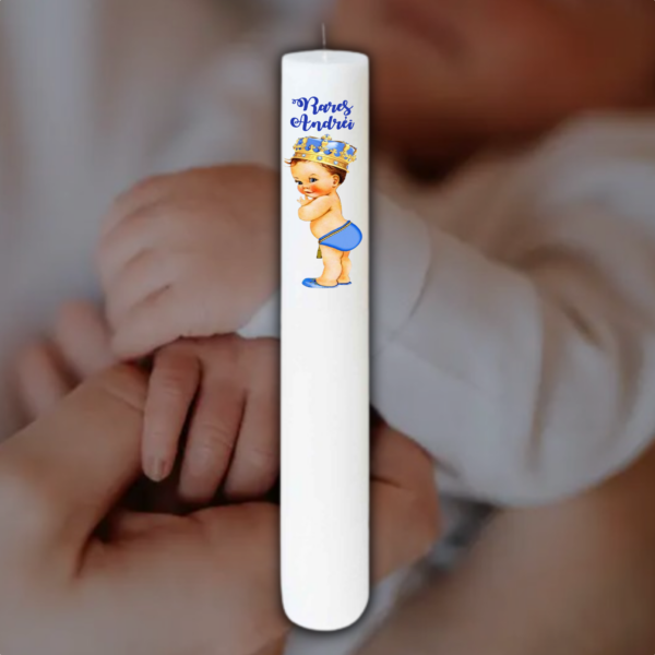 Lumanare personalizata botez Micul Print