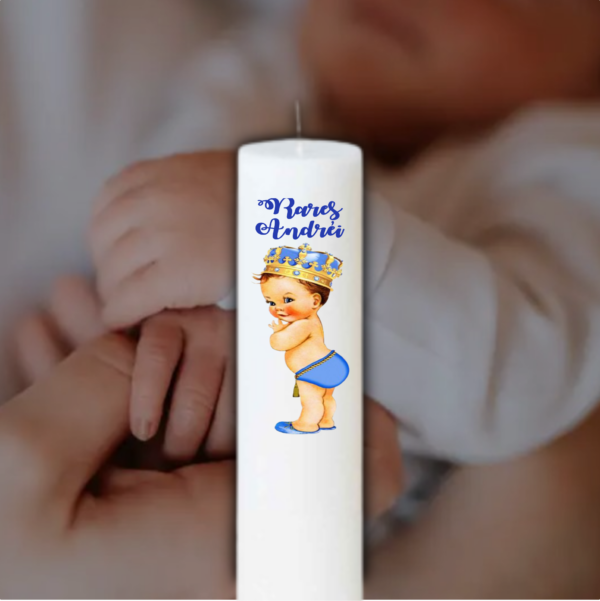 Lumanare personalizata botez Micul Print - imagine 2