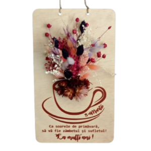 Tablou flori uscate, Cadou 8 Martie, Model Ceasca