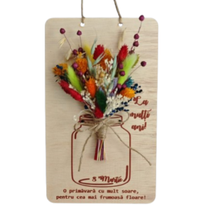 Tablou flori uscate, Cadou 8 Martie, Model Borcan
