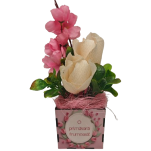 Aranjament Lalele Flori cires, Cadou 1-8 Martie
